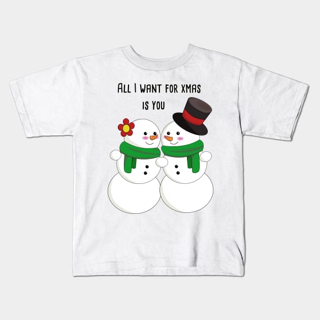 Funny snowmen Christmas Kids T-Shirt by IDesign23